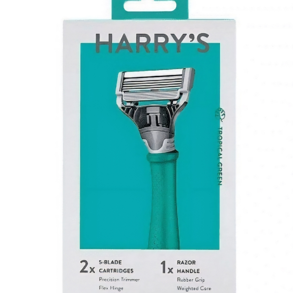 BRAND New Harry's Razor With 2 Blade Cartridges Navy Blue Men's Closest Shave